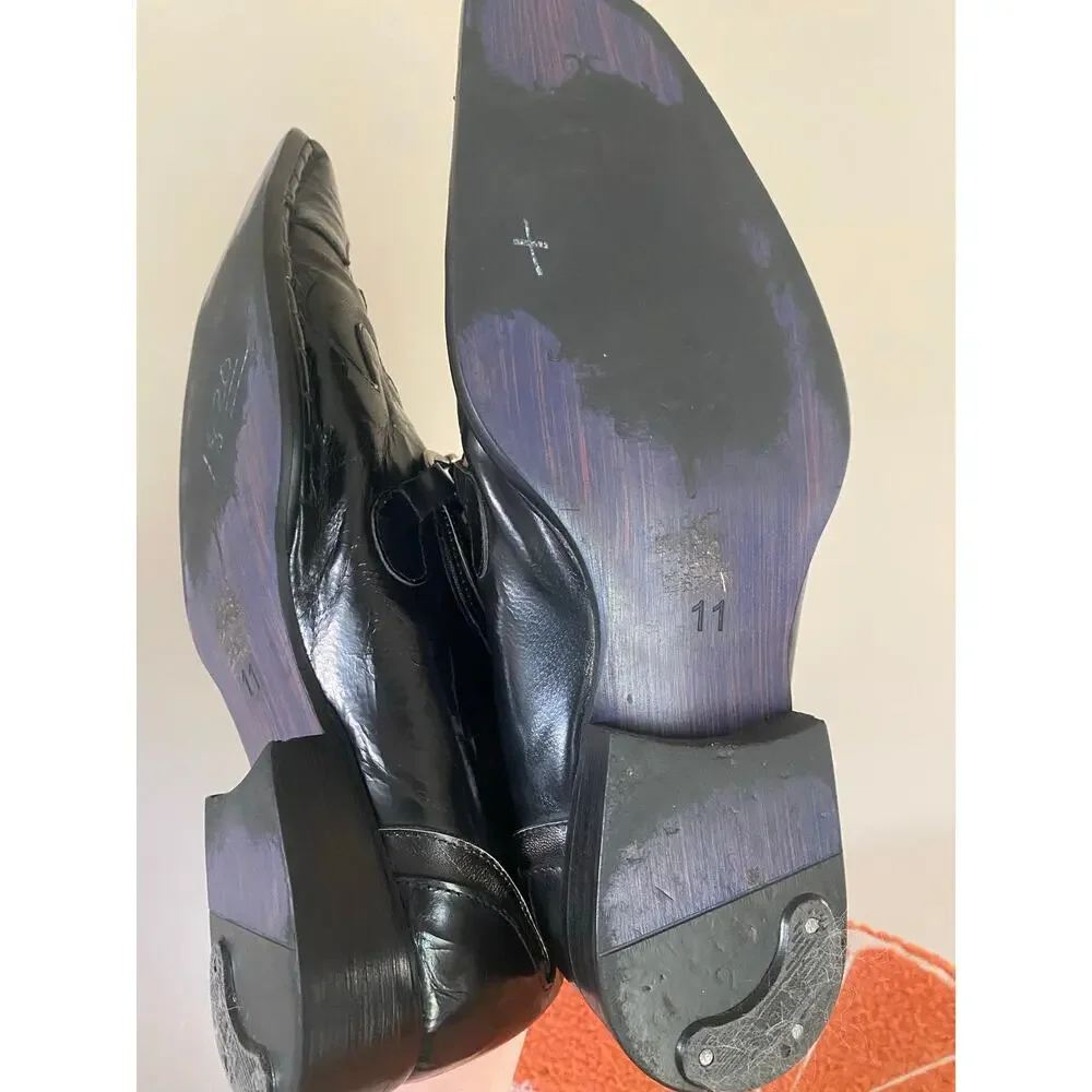Robert Wayne Black Leather Horsebit Square-Toe Loafers Shoes Size 11
